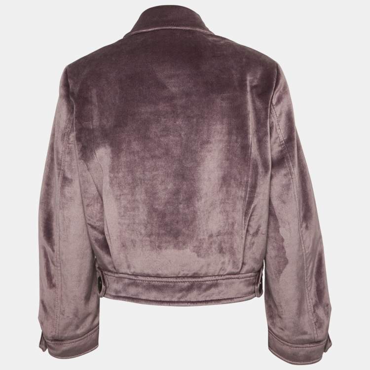 Pre Owned جاكيت ميو ميو كستنائي مخملي مزين بالخرز مقاس صغير