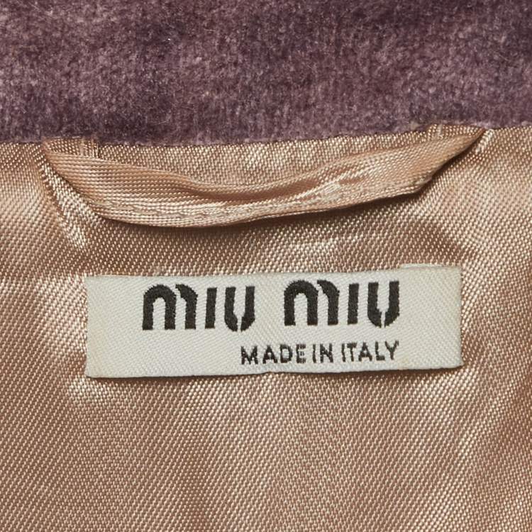 Pre Owned جاكيت ميو ميو كستنائي مخملي مزين بالخرز مقاس صغير
