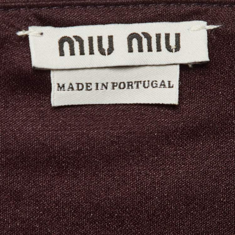 Pre Owned Miu Miu Dark Plum Jersey Sleeveless Top S