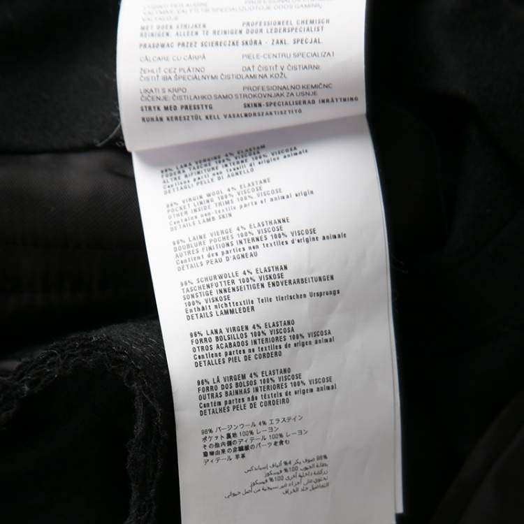 Pre Owned Miu Miu Black Wool Leather Buckle Detail Mini Skort S