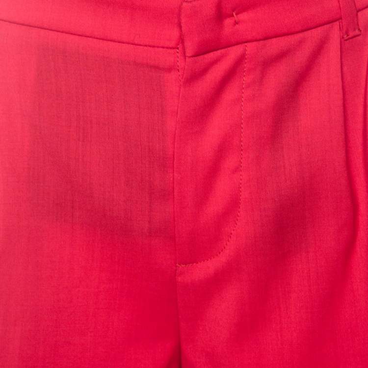 Pre Owned Miu Miu Red Wool High Waist Shorts S