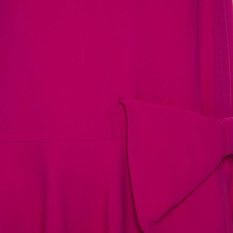 Pre Owned Miu Miu Pink Ruffled Bow Detail Sleeveless Dress S