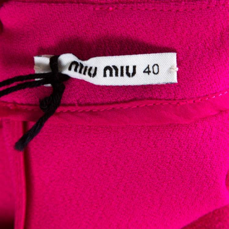 Pre Owned Miu Miu Pink Ruffled Bow Detail Sleeveless Dress S