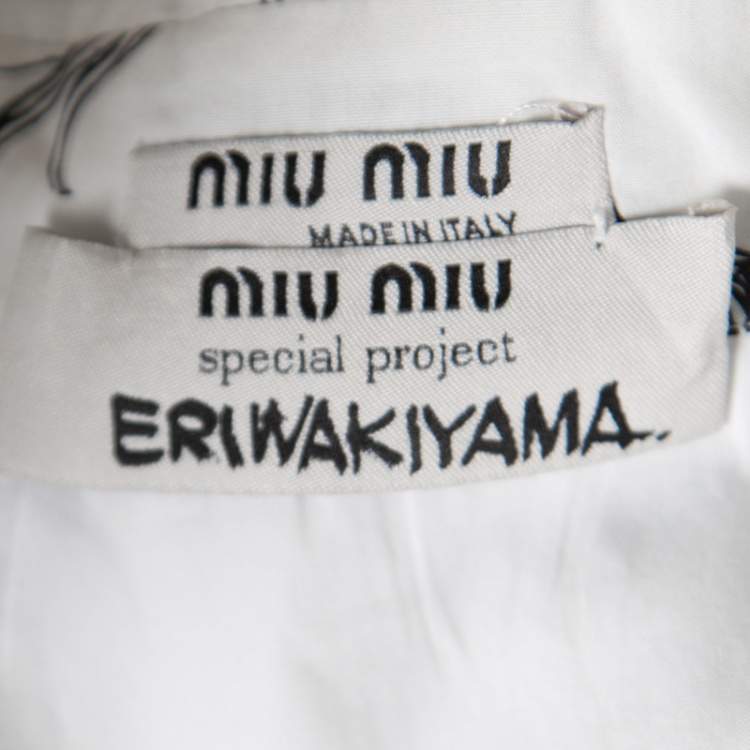 Pre Owned Miu Miu Special Collection Eri Wakiyama White Unicorn Printed Cotton Shirt M