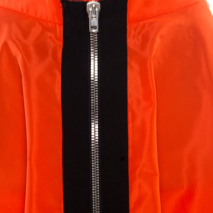 Pre Owned Miu Miu Orange Zip Front Detail Mini Circle Skirt S