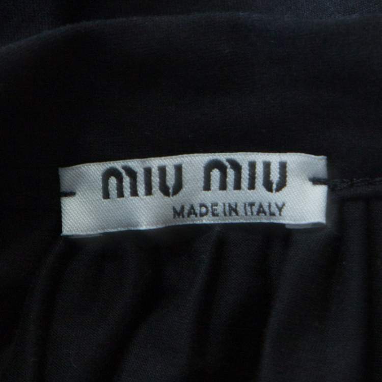 Pre Owned Miu Miu Black Cotton Jersey Patch Pocket Detail Top XS