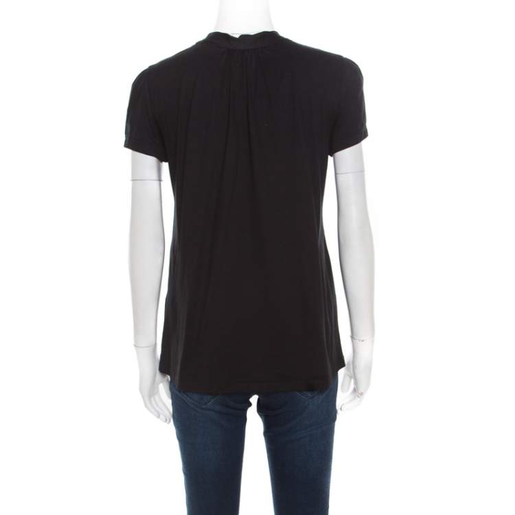 Pre Owned Miu Miu Black Cotton Jersey Patch Pocket Detail Top XS