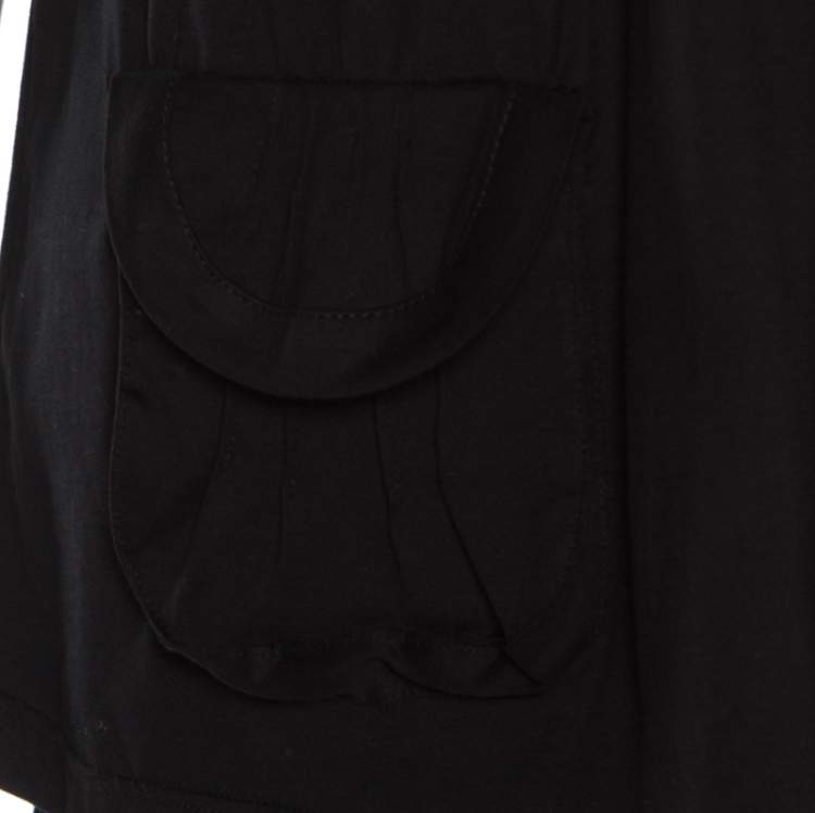 Pre Owned Miu Miu Black Cotton Jersey Patch Pocket Detail Top XS