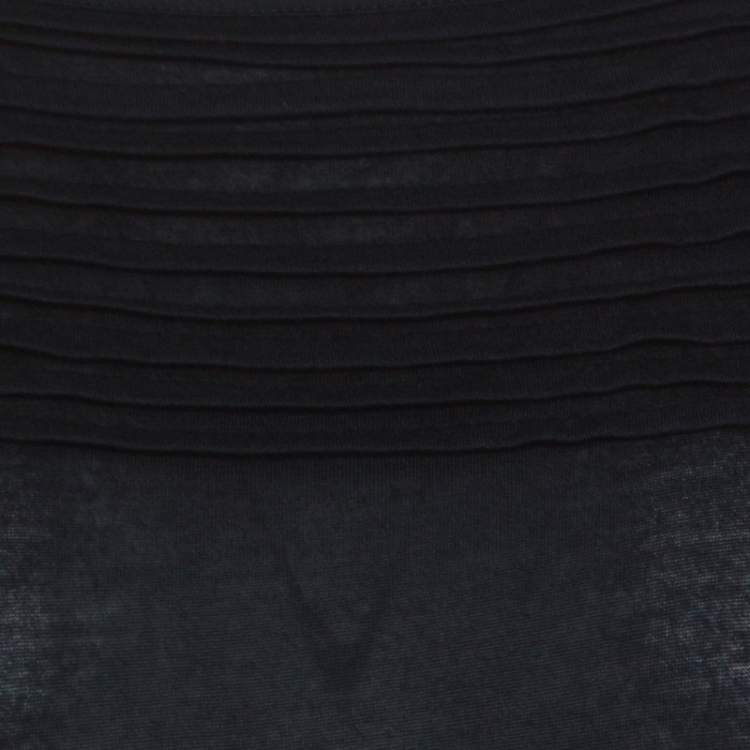 Pre Owned Miu Miu Navy Blue Cotton Jersey Gathered Dress S