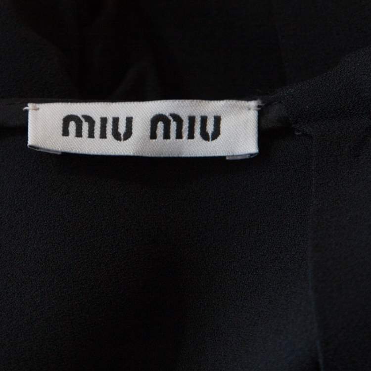 Pre Owned Miu Miu Black Crepe Buttoned Back Detail Top M