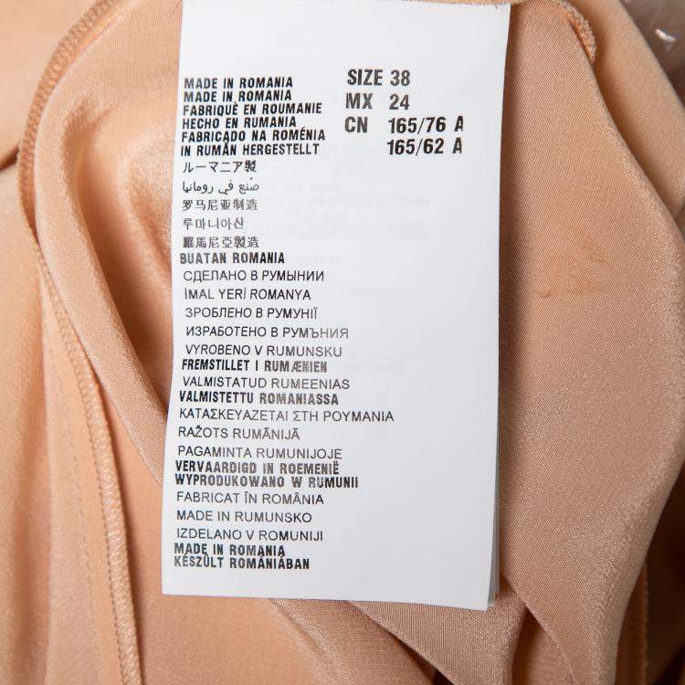 Pre Owned Miu Miu Beige Silk Lace Insert Pleated Ruffle Trim Dress S