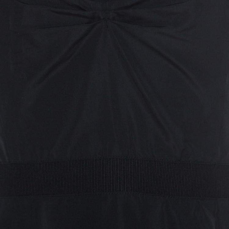 Pre Owned Miu Miu Black Textured Classic Cinched Waist Dress S
