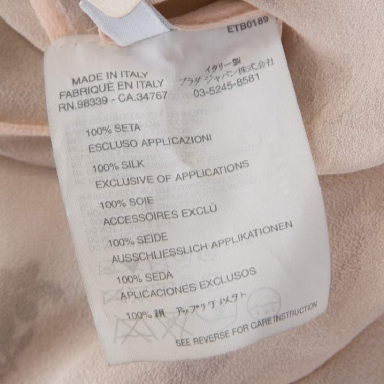 Pre Owned Miu Miu Pale Pink Silk Chiffon and Ruffled Lace Detail Camisole Top M 