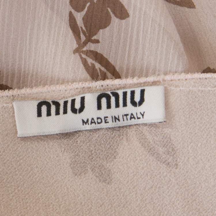 Pre Owned Miu Miu Pale Pink Silk Chiffon and Ruffled Lace Detail Camisole Top M 