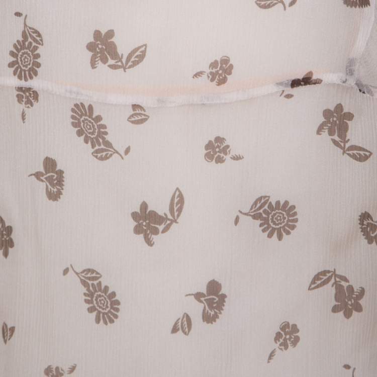 Pre Owned Miu Miu Pale Pink Silk Chiffon and Ruffled Lace Detail Camisole Top M 