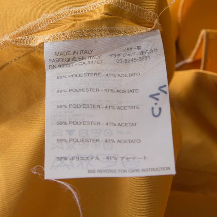 Pre Owned Miu Miu Yellow Taffeta Box Pleat Mini Skirt S