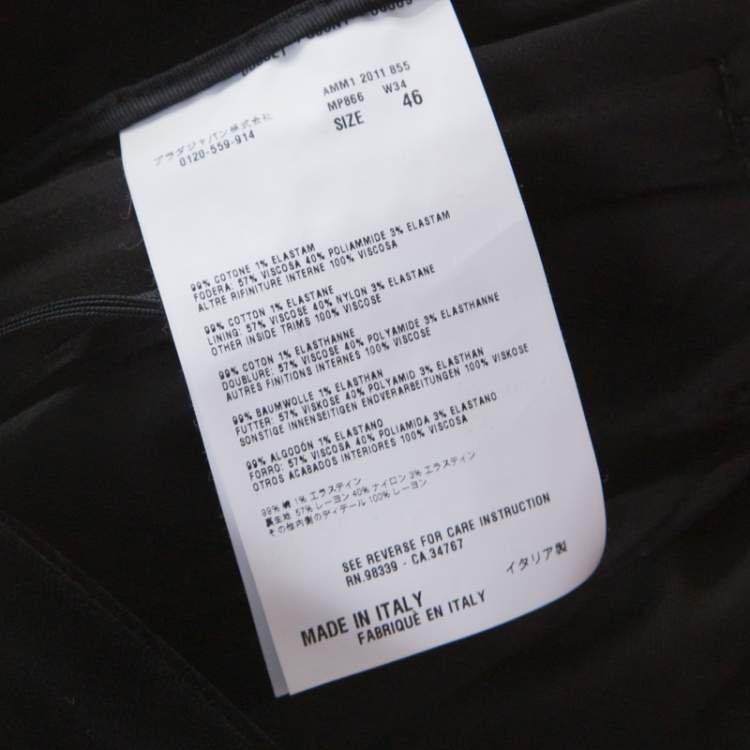 Pre Owned Miu Miu Black Velvet Stretch Ankle Zip Detail Trousers L
