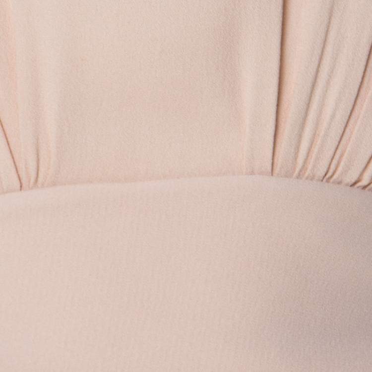 Pre Owned Miu Miu Pale Pink Crepe Clinched Waist Pleated Mini Dress S