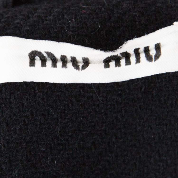 Pre Owned Miu Miu Black Wool Buckle Detail Hooded Duffle Coat S