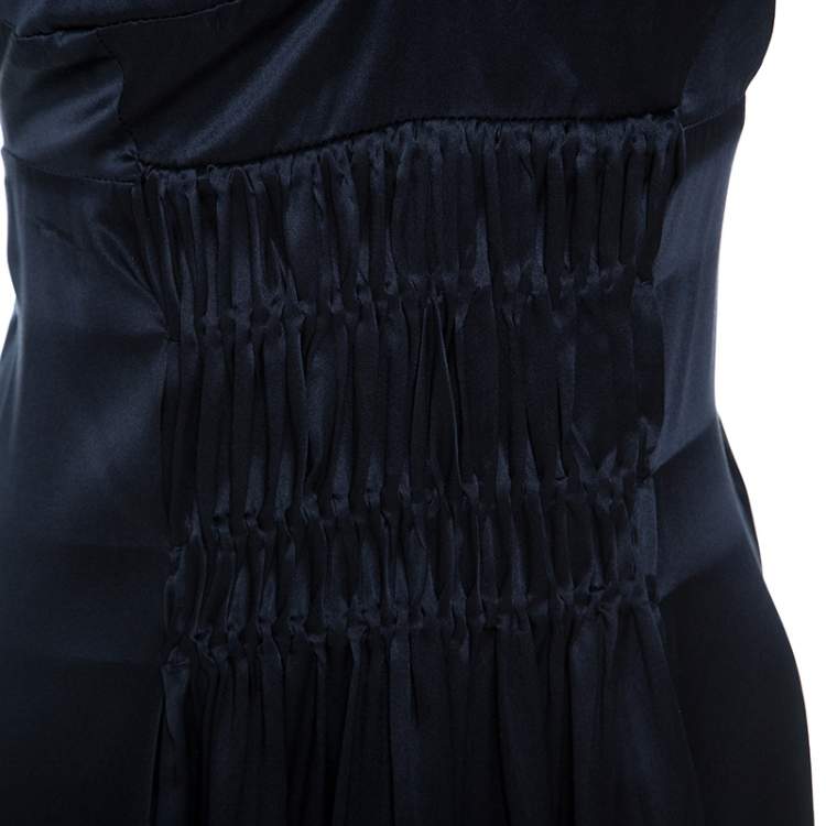 Pre Owned Miu Miu Midnight Blue Silk Mini Sweetheart Neckline Mini Dress M