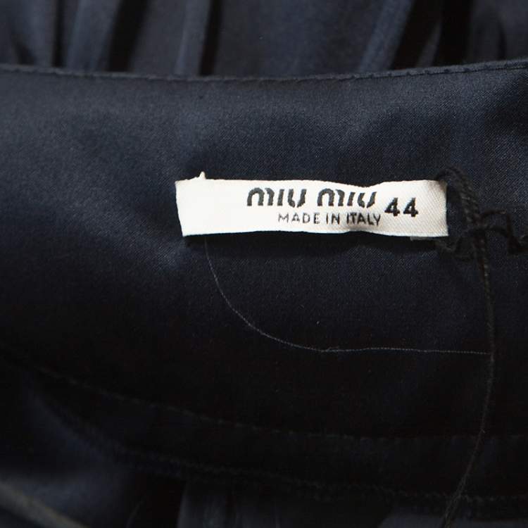 Pre Owned Miu Miu Midnight Blue Silk Mini Sweetheart Neckline Mini Dress M