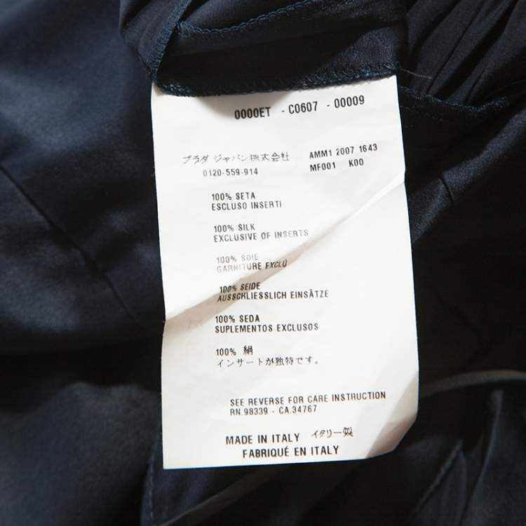 Pre Owned Miu Miu Midnight Blue Silk Mini Sweetheart Neckline Mini Dress M
