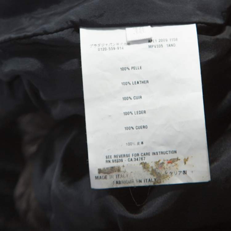 Pre Owned Miu Miu Black Leather Smocked Bomber Jacket S