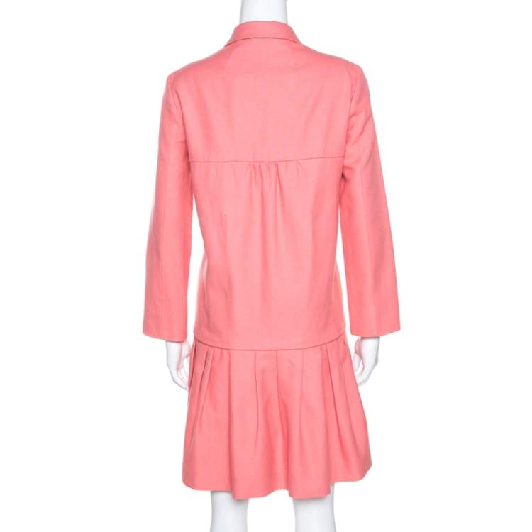 Pre Owned Miu Miu Pink Cotton Blend Babydoll Coat S