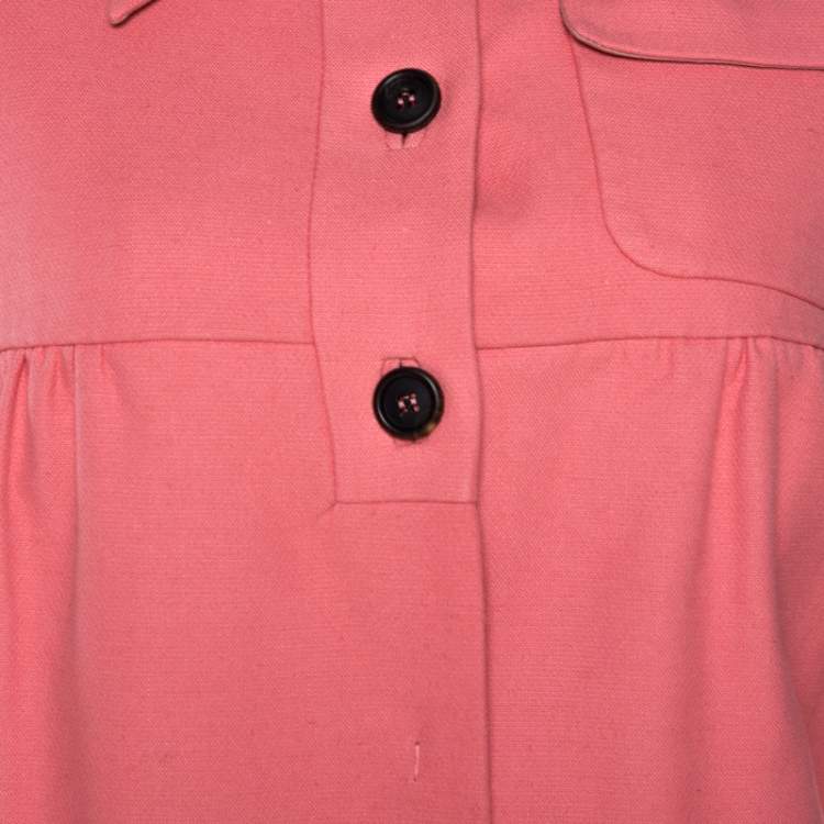 Pre Owned Miu Miu Pink Cotton Blend Babydoll Coat S