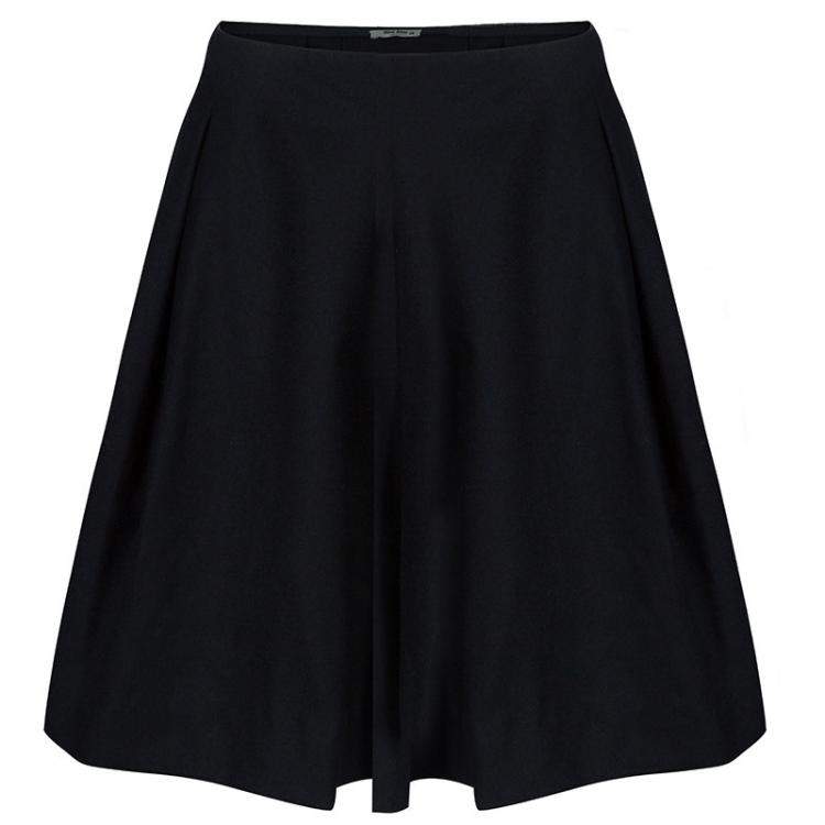 Pre Owned Miu Miu Black Pleated Wool Mini Skirt S