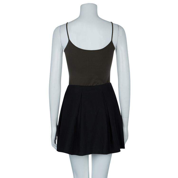 Pre Owned Miu Miu Black Pleated Wool Mini Skirt S