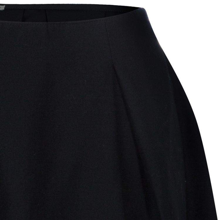 Pre Owned Miu Miu Black Pleated Wool Mini Skirt S