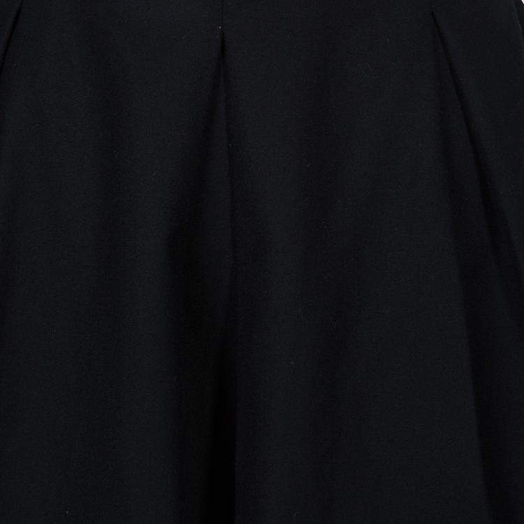 Pre Owned Miu Miu Black Pleated Wool Mini Skirt S