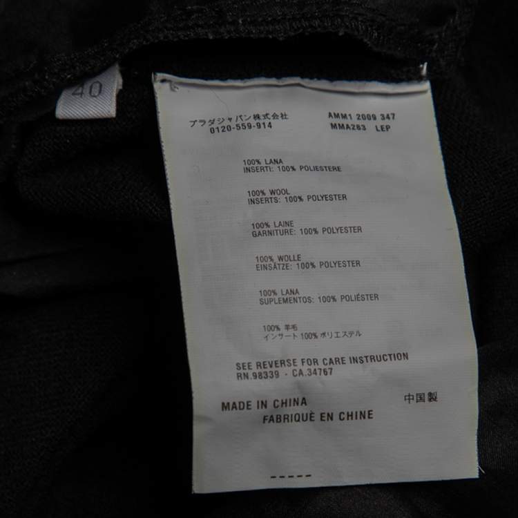 Pre Owned Miu Miu Black Wool Knit Paneled Long Sleeve Top S