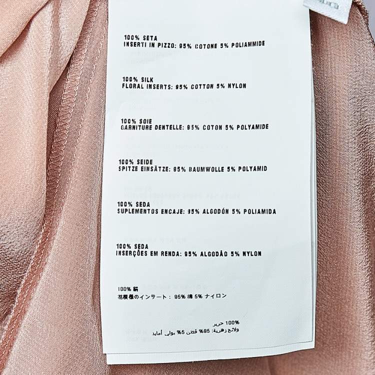 Pre Owned Miu Miu Pink SIlk Lace Trim Neck Tie Detail Shirt S