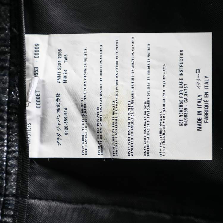 Pre Owned Miu Miu Charcoal Grey Patterned Lurex Silk Button Front Blazer M