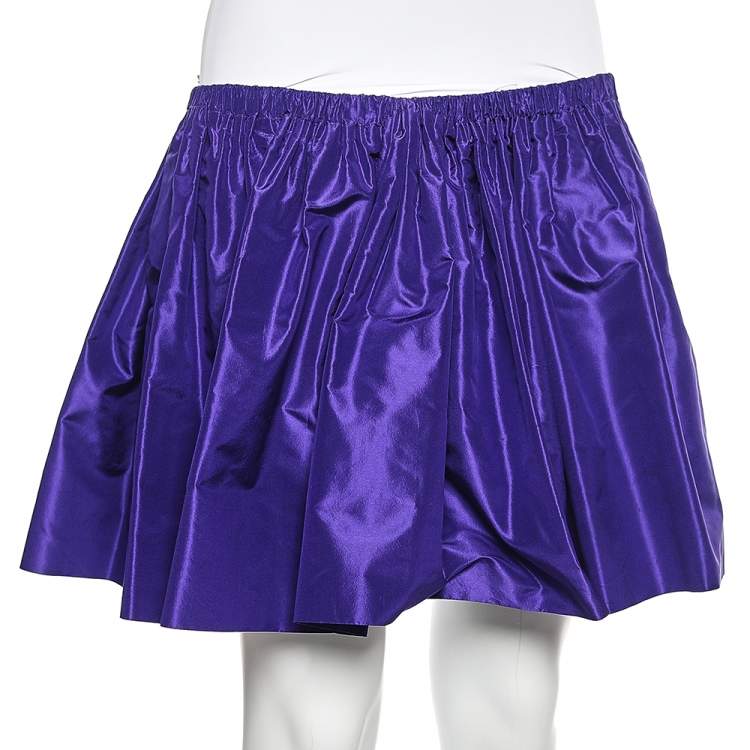 Pre Owned Miu Miu Purple Silk Gathered Mini Skirt S