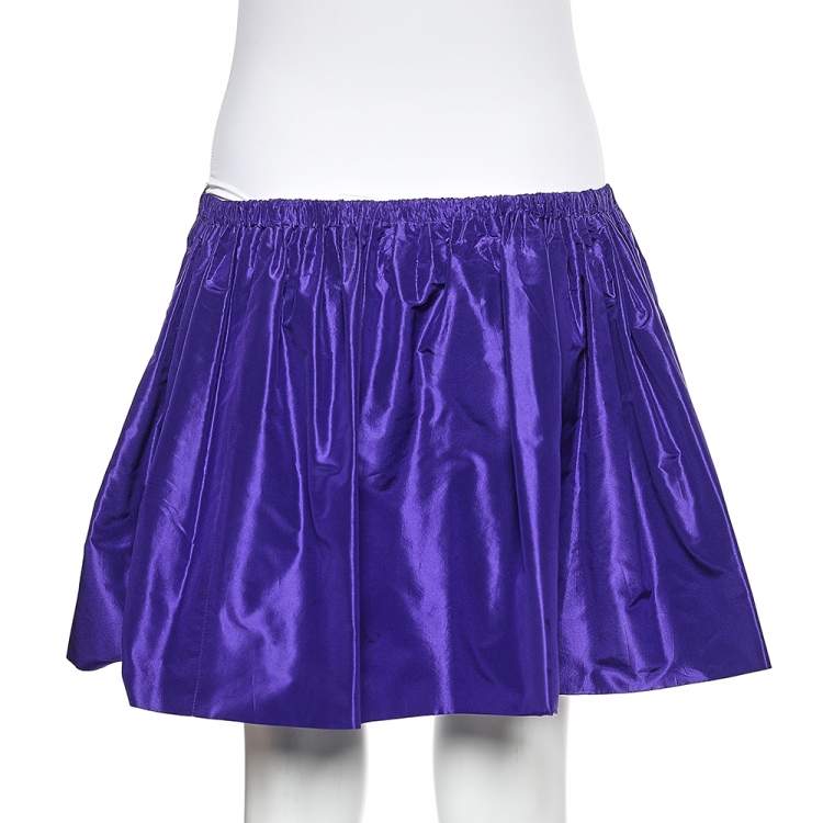 Pre Owned Miu Miu Purple Silk Gathered Mini Skirt S