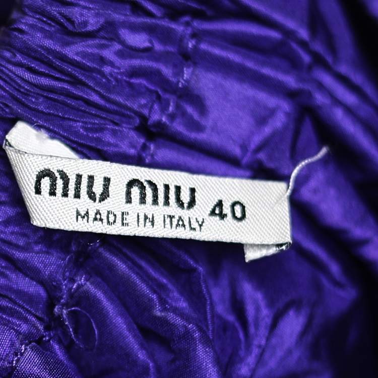 Pre Owned Miu Miu Purple Silk Gathered Mini Skirt S