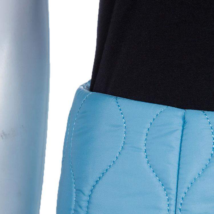 Pre Owned Miu Miu Powder Blue Quilted Mini Skirt  S
