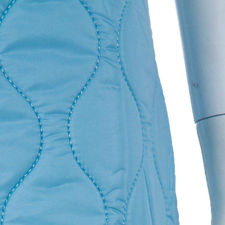 Pre Owned Miu Miu Powder Blue Quilted Mini Skirt  S