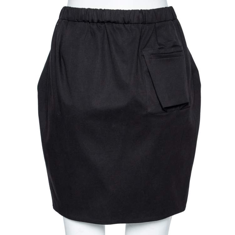 Pre Owned Miu Miu Black Cotton Elasticized Waist Skirt S