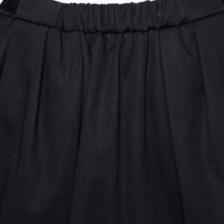 Pre Owned Miu Miu Black Cotton Elasticized Waist Skirt S