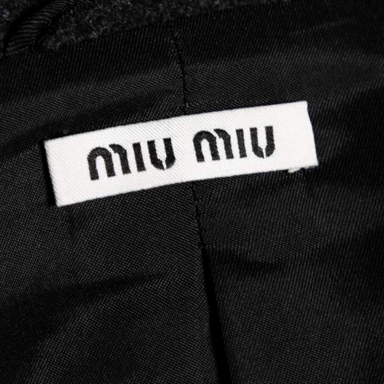 Pre Owned Miu Miu Grey Wool Long Sleeve Flared Jacket S