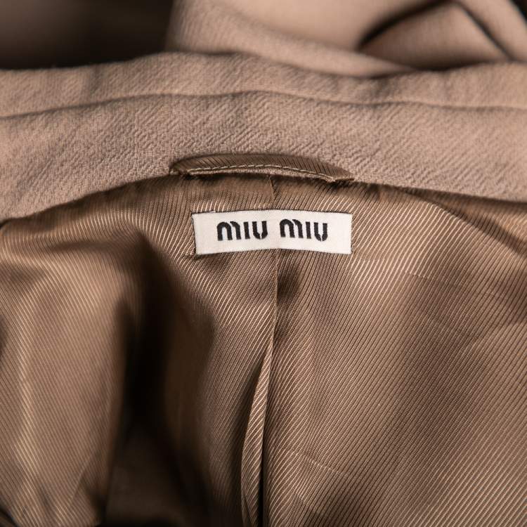 مملوكة مسبقًا Miu Miu Beige Wool Button Front Long Sleeve Coat S