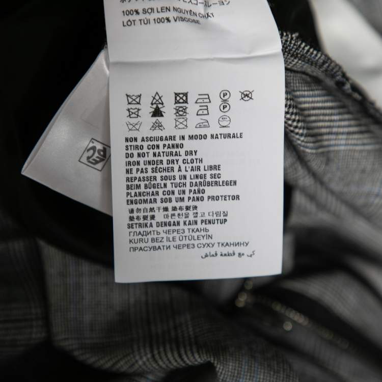 Pre Owned Miu Miu Prince of Wales Check Wool Paperbag Waist Detailed Pants M