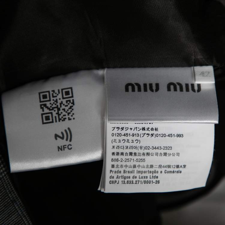 Pre Owned Miu Miu Grey Prince of Wales Check Wool Cropped Jacket M