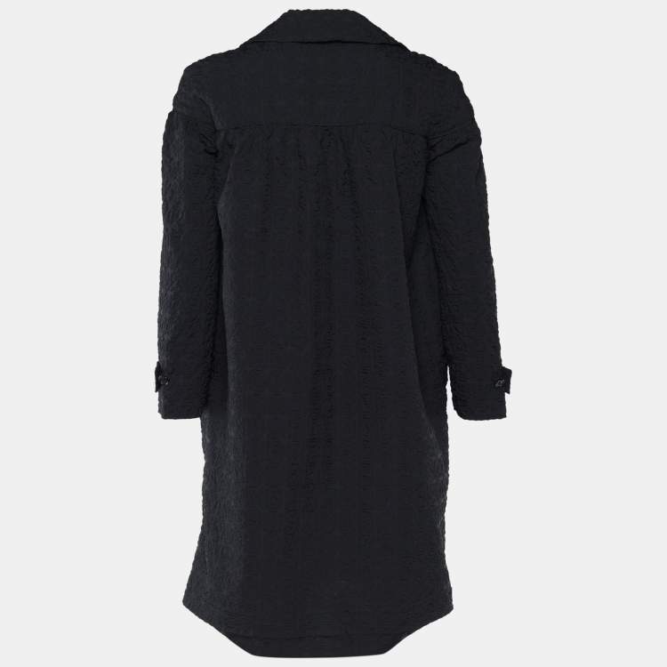 Pre Owned Miu Miu Navy Blue Textured Mid Length Coat S