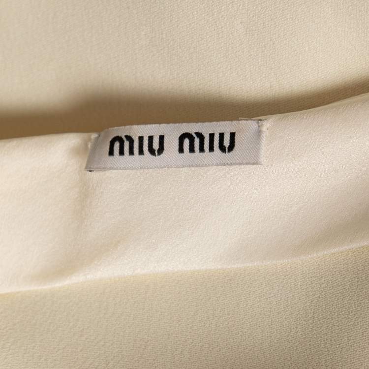 Pre Owned Miu Miu Cream Crepe Sleeveless Top S