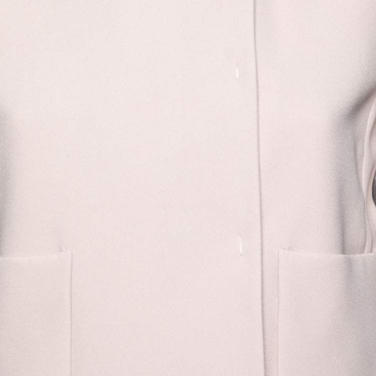 Pre Owned Miu Miu Nude Pink Crepe Embellished Collar Detail Jacket M
